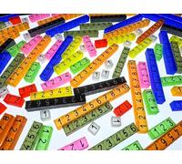100 regletas matemáticas Cuisenaire transparentes. Juego educativo para aprender matemáticas manipulativas. A partir de 3 años. Colores translúcidos para la mesa de luz.