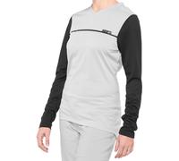 100% Ridecamp Camiseta de bicicleta de manga larga para damas, Gris claro/negro, Talla M
