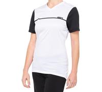 100% Ridecamp Jersey de bicicleta de manga corta para damas, Blanco/Negro, Talla M