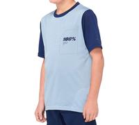 100% Ridecamp Jersey juvenil de bicicleta de manga corta, Azul/Azul claro, Talla M