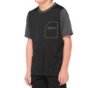 100% Ridecamp Jersey juvenil de bicicleta de manga corta, negro/gris, Talla S