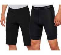 100% Ridecamp Pantalones cortos de bicicleta, negro, Talla 30