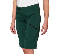 100% Ridecamp Pantalones cortos de bicicleta para damas, Verde oscuro, Talla XL