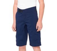 100% Ridecamp Pantalones cortos juveniles de ciclismo, Azul, Talla 24