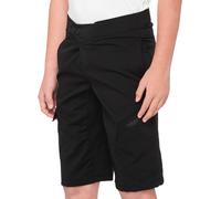 100% Ridecamp Pantalones cortos juveniles de ciclismo, negro, Talla 24