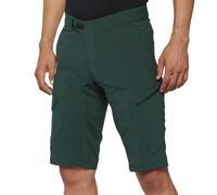 100% Ridecamp Pantalones cortos de bicicleta, verde, tamaño 34 para Hombres