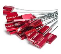100 sellos de cable de metal numerados de alambre de acero a prueba de manipulaciones, sellos de remolque desechables, candado de autobloqueo, rojo