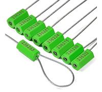 100 sellos de cable de seguridad numerados a prueba de manipulaciones, etiquetas de sellado de alambre de metal, sellos de alambre de metal autobloqueantes (verde)