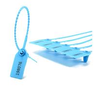 100 Sellos de seguridad de plástico Etiqueta de seguridad numerada Pisón Sello de seguridad Tirar de los lazos de cierre automático apretados 250 mm(Azul)