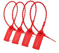 100 Sellos de seguridad de plástico Etiqueta de seguridad numerada Pisón Sello de seguridad Tirar de los lazos de cierre automático apretados 250 mm(rojo)