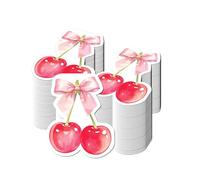 100 servilletas de cereza con lazo rosa, servilletas desechables de papel de frutas con forma de cereza, para almuerzo, cena, 6.4 x 5.6 pulgadas, plegadas para She's the Cherry on Top, suministros de