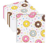 100 servilletas de dona desechables de 2 capas para cena, postre, para baby shower, fiesta de cumpleaños, decoración de mesa temática