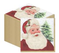 100 servilletas de papel de Papá Noel desechables tradicionales de Papá Noel, ideales para la familia, decoración de vajilla, color rojo y blanco, estilo vintage, acogedor, nostálgico, diseñado en el