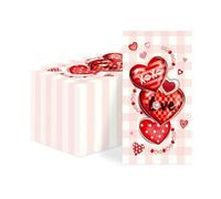 100 servilletas de papel de San Valentín de 3 capas rojo y rosa corazón amor XOXO toallas de mano desechables absorbentes día de San Valentín servilletas decorativas para boda, almuerzo romántico