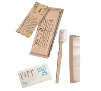 100 Sets Dentales Cepillo y Pasta de Dientes con Peine | Kit Dental Ecológico + Peine Antiestático Envuelto Individualmente | Amenty Kit para Hoteles, Viajes y Huéspedes | 100 Kits