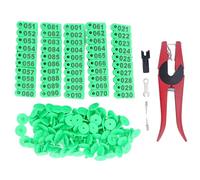 100 Sets Livestock Ear Tag Kit,Orange Number Animal Ear Tag,Sturdy and Durable Red Pliers with 2 EarTag Needle Suitable for Cattle, Horses,Pigs,Goats,Sheep and Other Animals (Green Ear Tag with Red