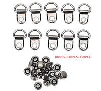 100 Sets Shoe Boot Lace Lace Hanchs, 100 Sets Hook Shoelace D -Ring Buckle Butle Brass Shoe Bag Bag Brass Shoelace Hook Sweet Hebellle Buckle Rivet Tool Negro 9x14 Mm