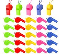 100 silbatos de plástico para niños, 5 colores, silbatos deportivos con correa, silbato colorido de plástico para árbitro deportivo, para deportes escolares, fútbol, entrenamiento de perros, educación