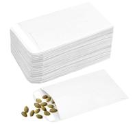 100 sobres blancos pequeños, sobres de semillas autoadhesivos, paquetes de semillas, sobres de monedas de papel Kraft para salarios, semillas, monedas, cuentas o sellos (10 x 6 cm/3,9 x 2,4 pulgadas)