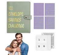 100 sobres Desafío de ahorro de dinero | 100 sobres Challenge Binder,Carpeta de ahorro de dinero con desafíos de ahorro Libro y sobres en efectivo, ahorre $ 5.050