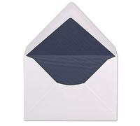 100 sobres DIN C6 - Blanco forrado con papel de seda azul oscuro - 11,4 x 16,2 cm - 100 g/m² adhesivo húmedo sin ventana de su agente Glüxxx