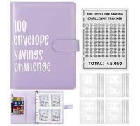 100 sobres para ahorrar dinero, encuadernación de desafío, tamaño A5, planificador de presupuesto para 100 días, libro de ahorro de dinero, ahorro, encuadernación con sobres de dinero en efectivo,