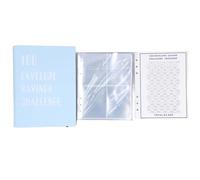100 sobres para el desafío de ahorro, carpeta de presupuesto tamaño A5 con 25 hojas transparentes e impermeables, libro de presupuesto reutilizable para el manejo del dinero (Azul)
