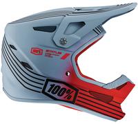 100% Status Stripes Casco Juvenil de Descenso, gris/rojo, Talla Y/S (47/48)