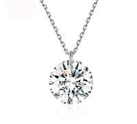 100% Sterling Silver Silver Stylish Zircon Necklaces Round Crystal Pendant For Women Long Chain Link Wedding Jewelry