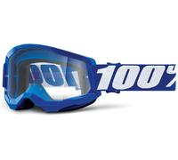 100% Strata 2 Clear Gafas de motocross, blanco-azul para Hombres