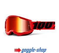 100% STRATA 2 Motocross MX Bicicleta MTB Gafas Rojo Transparente/Lentes Espejo