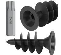 100 tacos de montaje de plástico con espiral roscada para lámina corrugada, banda corrugada y perfil de extremo, protección de muro de poliestireno + Torx TX40