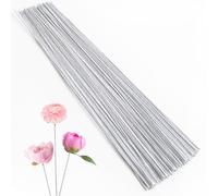 100 tallos florales de alambre para flores de papel, calibre 18 de 14 pulgadas, alambre de tallo floral envuelto en papel blanco, suministros de alambre para manualidades florales, accesorios de