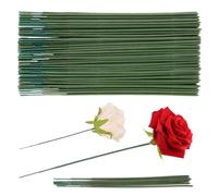 100 tallos florales de plástico, tallos de flores artificiales, tallos de flores verdes, tallos de alambre verde, tallos de flores verdes, tallos de alambre para plantas, manualidades, ramo de flores