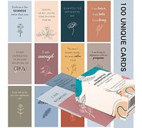 100 tarjetas de afirmación para mujeres y hombres con más de 150 preguntas que provocan reflexión, tarjetas de afirmación únicas para aliviar el estrés, meditación y regalo de cuidado personal para
