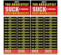 100 tarjetas de aparcamiento de Bad Parking con texto en inglés "You Absolutely Suck At Parking", divertidas infracciones de aparcamiento con diferentes motivos de lesión (8,9 x 5,1 cm)