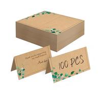100 Tarjetas de lugar Kraft, tarjetas pequeñas tipo tienda con diseño de plantas verdes, tarjetas de asientos delicadas, tarjetas en blanco de nombre y tarjetas de escolta para mesas y recepciones