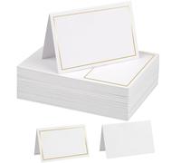 100 tarjetas de lugar, tarjetas de mesa en blanco, tarjetas de nombre, tarjetas de lugar para escribir uno mismo, para bodas, cumpleaños, comuniones, bautizos, etc. (9 x 10 cm)