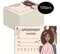 100 tarjetas de recordatorio de citas, ideales para salones de belleza y spas de manicura y pedicura, con medidas de 3.5X1.9 pulgadas, diseñadas para notificaciones de clientes