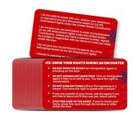100 tarjetas para conocer tus derechos constitucionales, tarjeta roja de derechos de inmigración cuando te detienen las fuerzas del orden CE o por la interacción policial FBI Basic Freedoms (3.37 x