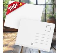 100 tarjetas postales en blanco, DIN A6, color blanco, personalizables para invitaciones, tarjetas de felicitación y bricolaje, papel de impresión de imágenes mate de 350 g, parte trasera con campo de