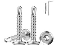 100 tornillos autorroscantes de acero inoxidable 410, 5,5 x 16 mm, tornillos autorroscantes de cabeza plana, tornillos hexagonales interiores, tornillos de acero inoxidable con broca hexagonal