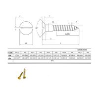 100 tornillos autorroscantes de latón macizo for carpintería, cabeza plana ranurada, M1.6/2.0/2.5/3.0(M2.5x16mm 100pcs)