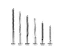 100 tornillos tirafondo de cabeza hexagonal de acero inoxidable 304, resistentes, for madera, M6/M8, for montaje en TV, reparación de cubiertas y barcos, tirafondos grandes.(60mm,M8)
