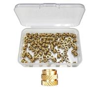 100 tuercas de latón M3 x 4 x 5 mm con 1 caja de almacenamiento. Insertos impresos en 3D, tuercas de cobre moleteadas, tuercas de inserción de latón, adecuadas para el mecanizado y la fabricación