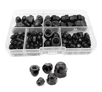 100 tuercas hexagonales de cabeza de domo de bellota de acero al carbono, rosca Dia Dome Head, M8 M6 M5 M4 M3 Dome Tuercas Surtido Kit, Hex Cap (negro)