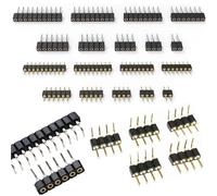 100 Uds 1X2/3/4/5/10/15/20/40P RGB RGBW tira de LED PCB conector agujero redondo ángulo recto DIP oro IC cristal hembra macho(Right Angle,ROUND TIN FEMALE_1X8P)