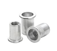 100 uds. 50 uds. 20 uds. Tuerca remache de aleación de aluminio M3 M4 M5 M6 M8 M10 M12, cabeza plana, roscada, inserto de tuerca.(100pcs,M6)