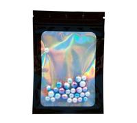 100 Uds. Bolsa con cierre de cremallera de papel de Mylar negro mate, orificio para colgar, muesca de desgarro reutilizable, bolsas de embalaje para almacenamiento de alimentos, negro holográfico, 7,5