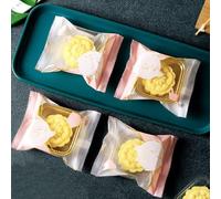 100 Uds. Bolsas de embalaje para pasteles Mooncake, galletas caseras hechas a mano, yema de huevo, bolsas para galletas crujientes, festival de mediados de otoño, rosa, 1 conejo, para 80g (10x13,5 cm